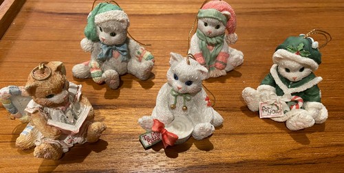 Enesco P Hillman VTG LOT 1993-95 Calico Kittens Christmas Ornaments Figurines