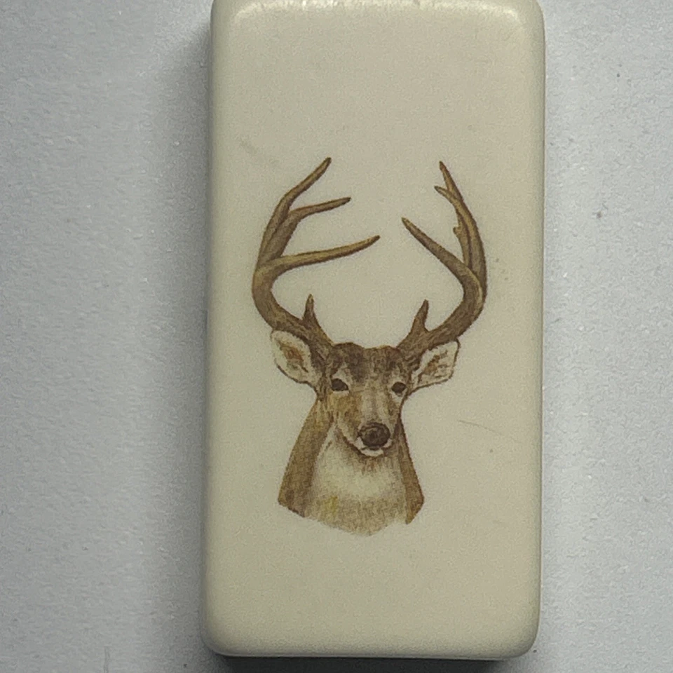 Vtg Puremco Professional Extra Thick Marblelike Dominoes USA No. 816 BUCK Design - Image 2 of 4