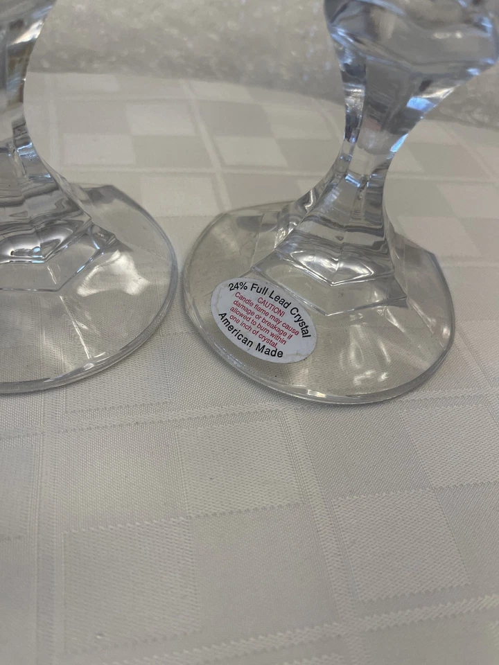 Juego de 3 candelabros de cristal 24% plomo 4 pulgadas alto hecho en Estados Unidos vintage Foto 2 de 4