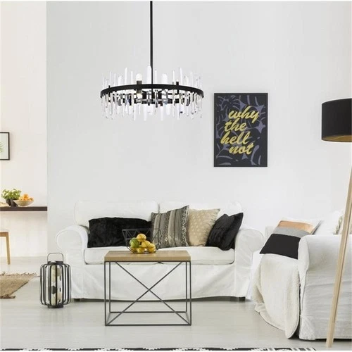 Elegant Lighting Serena 32" Round Iron and Crystal Chandelier in Black - Picture 8 of 8