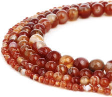 Natural Red Striped Agate Gemstone round Loose Bead Quartz for Jewelry Making 1