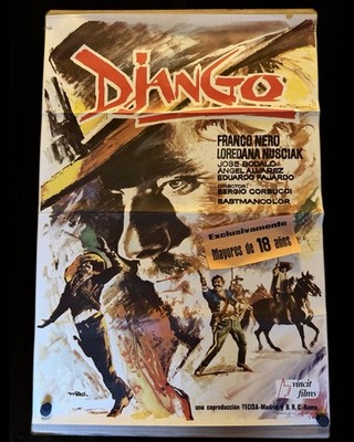 DJANGO 1966 27x39 Original Theatrical Spanish Poster Shipped Rolled Franco Nero