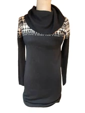 Pendelton Mills black and white knit dress w/Cowell neck