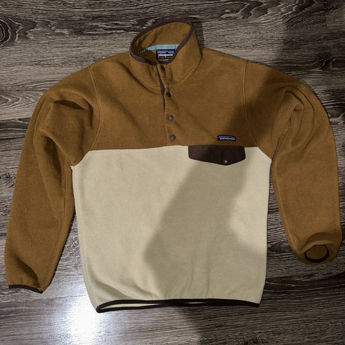 Patagonia Jacket Mens XS Brown Tan Synchilla Snap-T Fleece
