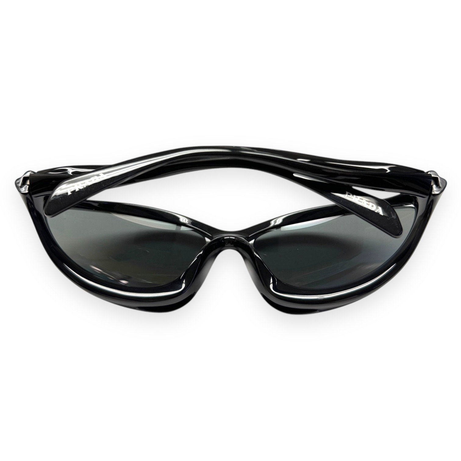 Prada Morph SPR A26 1AB-60G Sunglasses Polished Black Gray Mirror w/case thumbnail 6
