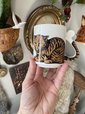 Vintage 1980s Ceramic Orange Cat Mug Made In Japan Orange Tabby Mug