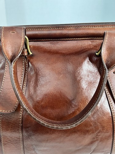 GIUDI Gorgeous Vintage Brown Luxury Leather Satchel Italian Handbag Sz Large - Picture 7 of 16