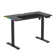 Adjustable Height RGB Electric Sit or Stand Computer Desk with LED Lights Black