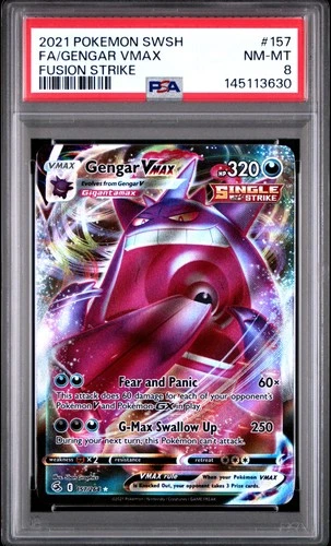 145113630 Gengar VMAX 2021 Pokemon Sword & Shield Fusion Strike #157/264 PSA 8