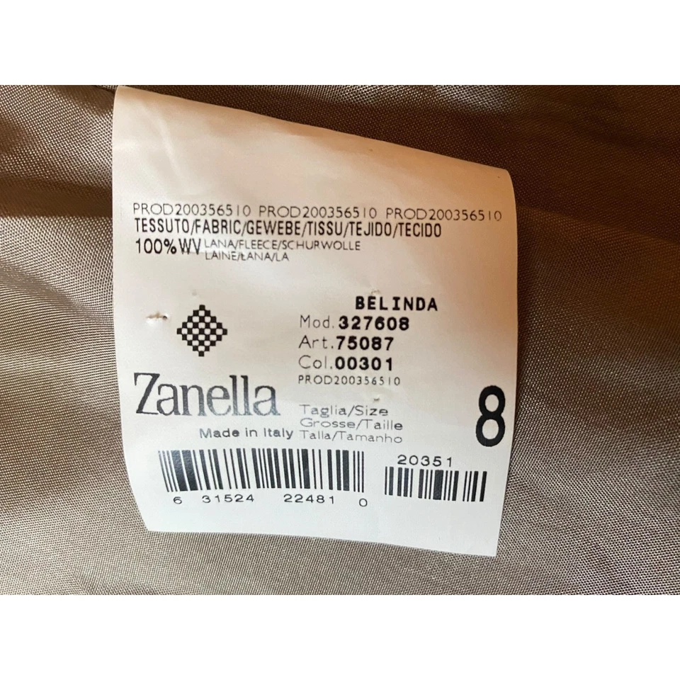 Terno feminino Zanella 2 peças tamanho 8 marrom listra de giz Loro Piana Zelander lã merino - Imagem 4 de 4