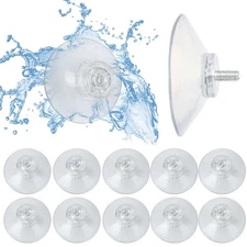 10pc Strong Suction Cups with M4 Screw Rod Knurled Hook Clear For Bathroom Glass