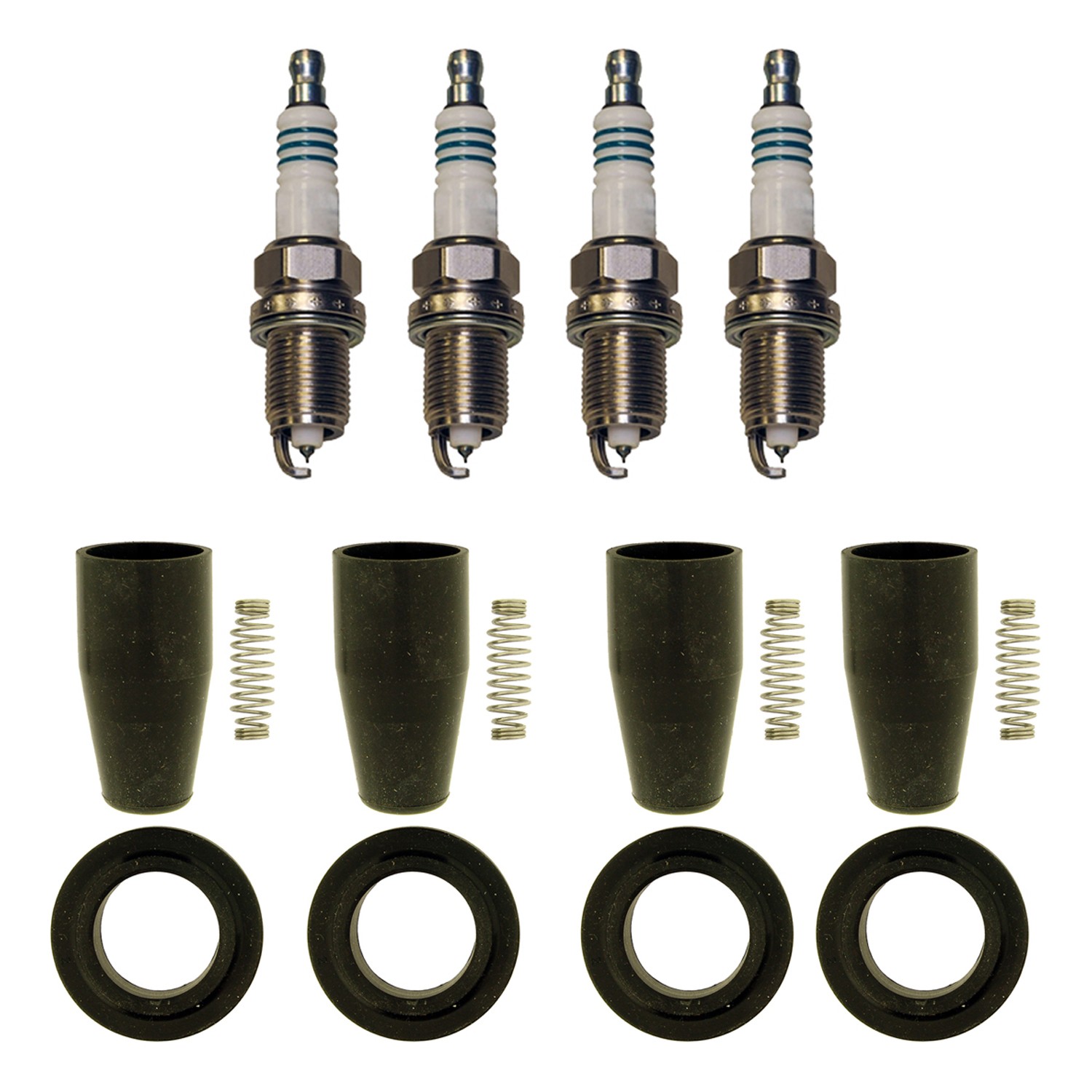 Denso 4 Iridium Spark Plugs  NGK 4 Coil Boots Kit for Aveo Astra G3 1.6 L4