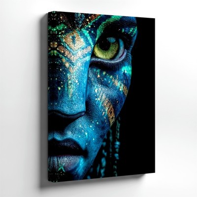 Wall Art Blue Alien Face Close Up Fantasy Portrait Canvas Print Home Decor Room