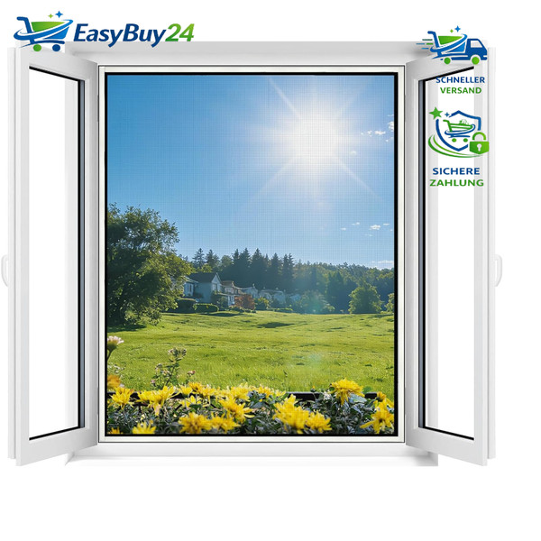 Fliegengitter Fenster Insektenschutz Zuschneidbar 130 X 150 Cm Schwarz 2 StüCk-image