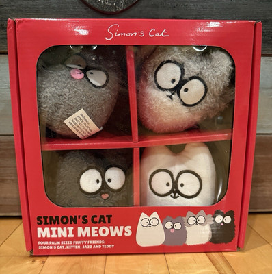 New Official Simon's Cat Mini Meows Palm Plush Figure Set of 4 Kitten Teddy Jazz