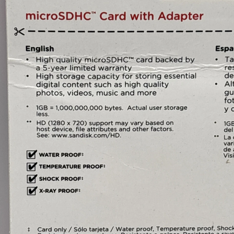 SanDisk MicroSDHC Card With Adapter 8gb HD Video Brand New - Image 3 of 3