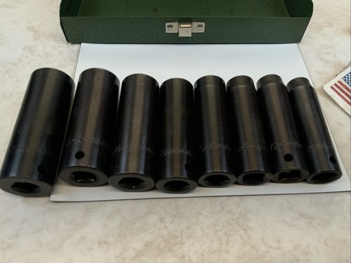 S-K 4018, 8pc 1/2 Drive 6pt Deep SAE Impact Sockets, 7/16in. - 7/8in., Metal Box - Picture 4 of 13