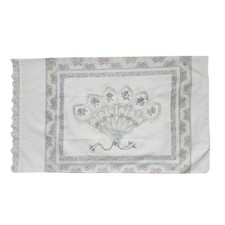 LOUIS NICHOLE VINTAGE 1980s Lace Trim Floral Fan Pillowcase Standard
