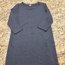 J. Jill Womens Gray 3/4 Sleeve Knit Shift Sweater Dress Medium Charcoal Midi