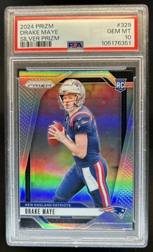 2024 Prizm Drake Maye RC Silver Rookie #329 Patriots PSA 10