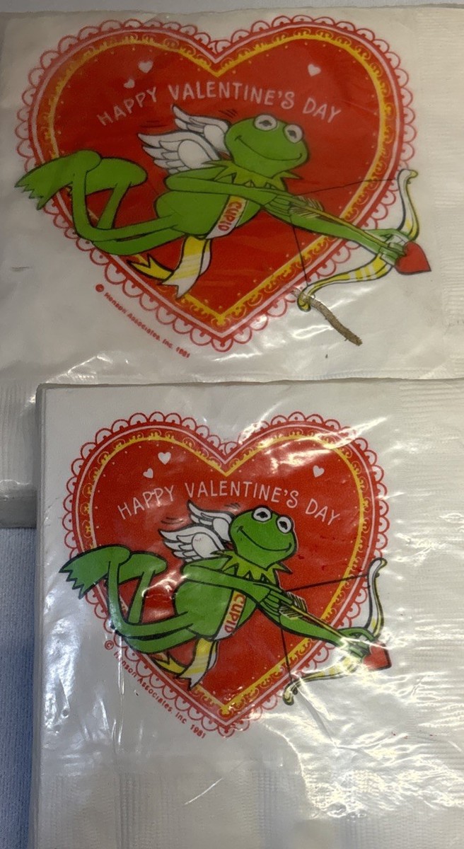 VTG Kermit The Frog Happy Valentines Day 1981 Napkin Lot Hensen