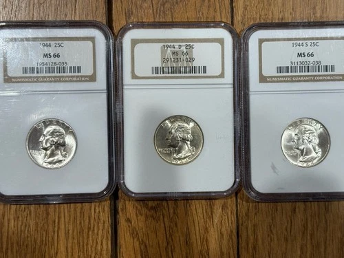 1944 P/D/S  Washington Quarter NGC MS66  3 GEMS/Beauty