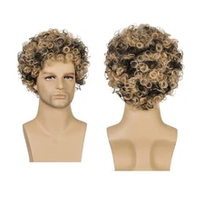 Short Curly Synthetic Wig Lifelike Fake Hairpiece Fake Hair Cover for Man