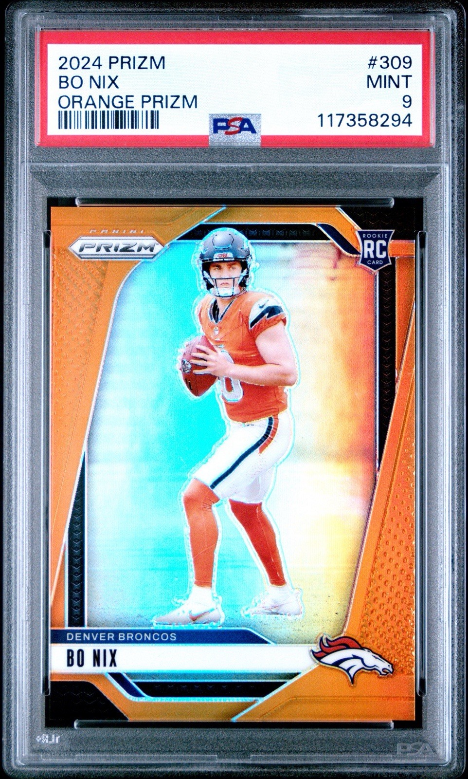 2024 Panini Prizm Bo Nix Orange RC /249 PSA 9 Broncos