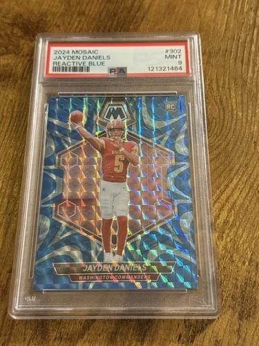 2024 Panini Mosaic Jayden Daniels Reactive Blue PSA 9