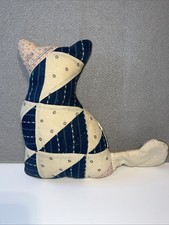 Vintage Quilted Patchwork Cat Pillow Cottagecore Grandmacore Aged Primitive