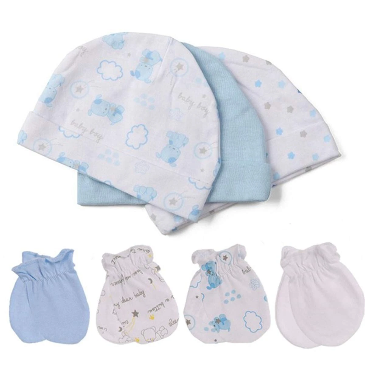 Baby Girls' 7-Piece Cap and Mitten Bundle Baby Gloves Baby hats