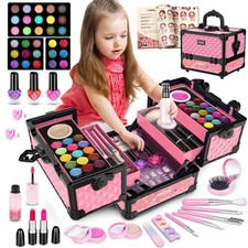 Hollyhi 59Pcs Kids Makeup Kit for Girl, Washable Play Makeup Toys Set for Dre...
