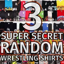Lot of 3 Random Mens Wrestling T-Shirts WWE TNA WCW ECW WWF New