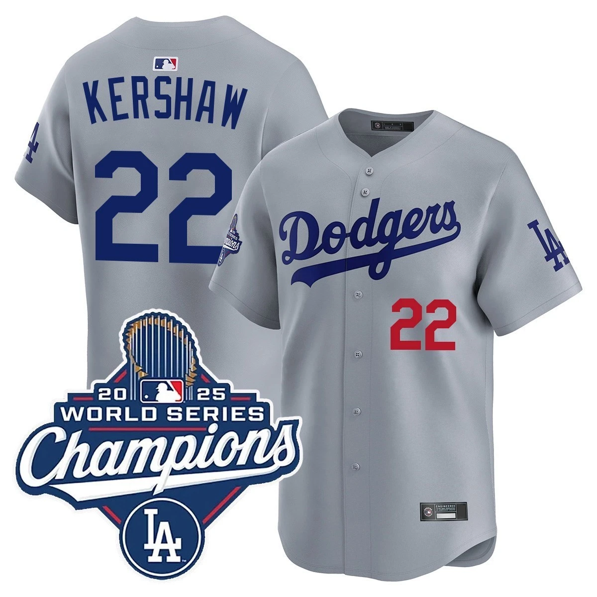 Men's Dodgerss Grey 2025 World Series Champion Limited Edition Jersey