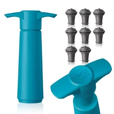 Wine Saver Pump Blue with Vacuum Wine Stopper - Keep Your Wine Fresh for up t...