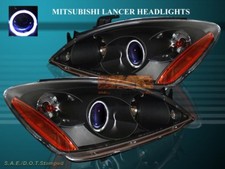 2004 2005 2006 Mitsubishi Lancer Projector Headlights Black One Halo Ccfl 2004 2005 2006 Mitsubishi Lancer Projector Headlights Black One Halo Ccfl