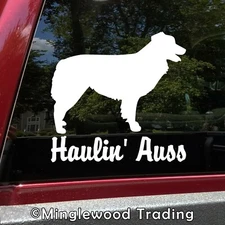 Haulin' Auss Vinyl Sticker V1 Australian Shepherd Aussie Dog Puppy Die Cut Decal