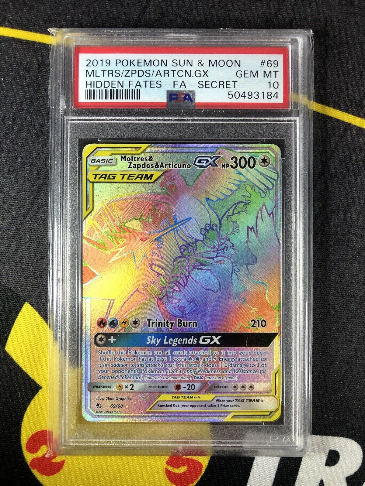 Moltres & Zapdos & Articuno GX Full Art Hidden Fates #66 PSA 10 GEM MI