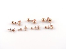 Stainless Steel Set Rose Gold IP High Polish Ball Stud Earrings