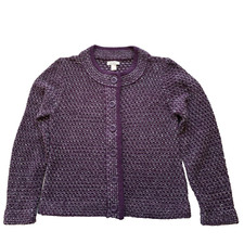 Christopher Banks Cardigan Sweater Large Womens Purple Marled Button Boho W1