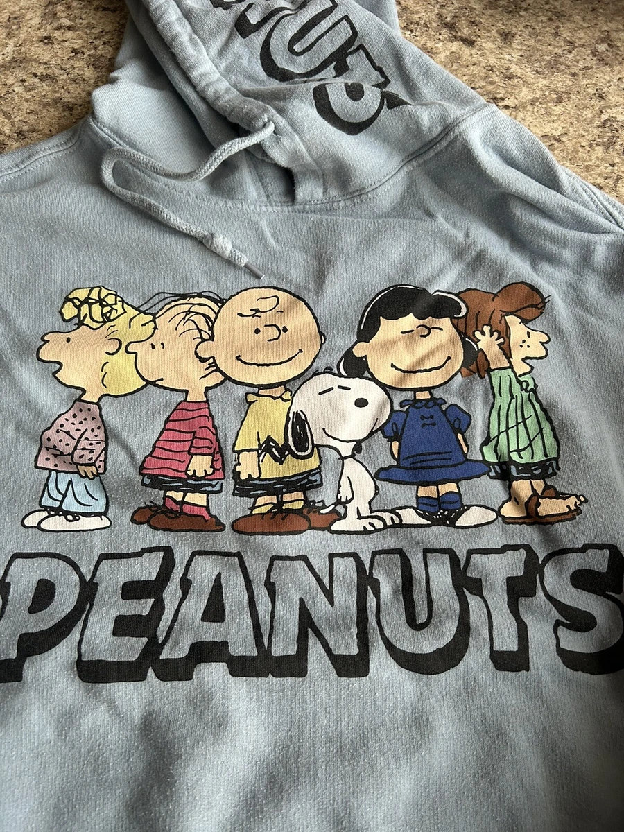 Peanuts Charlie Brown the Gang Snoopy Hoodie light blue Sz L