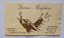 original vintage spike derma graphics tattooing wizard tucson tattoo card 2x3.5