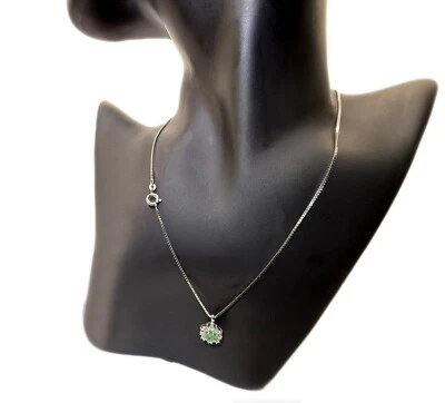 Anhänger 14 kt Weißgold Brillanten Smaragd   14 kt Weißgold Kette - Bild 1 von 4