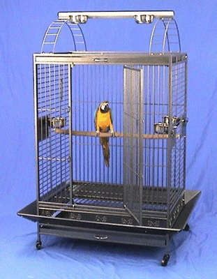 MCAGE 4 Color, 40"x30"x71"H Play Top Wrought Iron Parrot Cage, 6mm Extra Strong Wire
