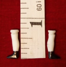 Antique tiny doll legs c 1880 flat boot shape for porcelain dollhouse doll 5/8"