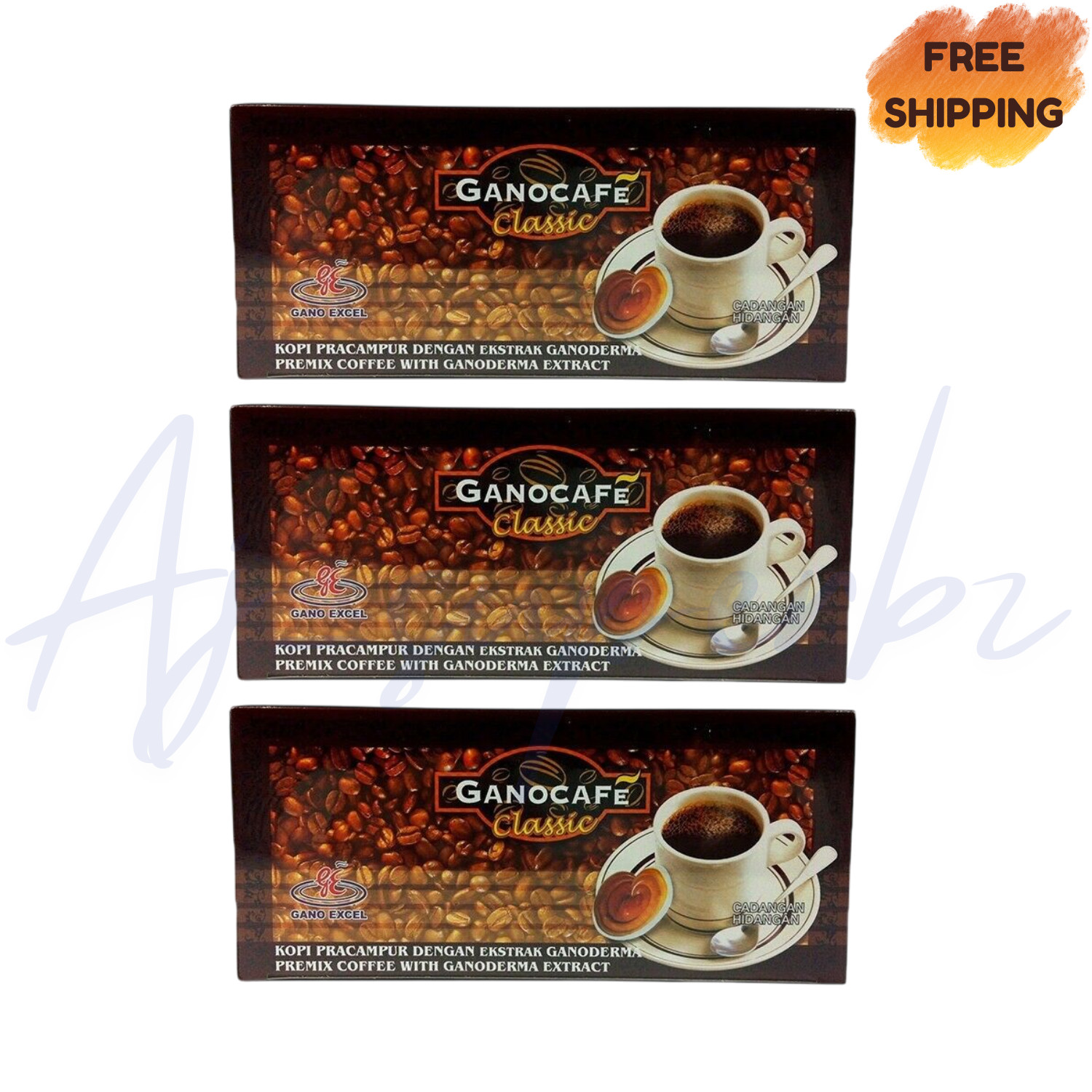 3 cajas Ganocafe Clásico Gano Excel Café Café Ganoderma Lucidum 30 sobres