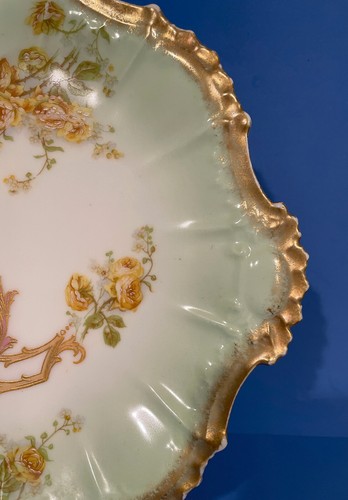 LIMOGES PLATE LEWIS STRAUS & SONS GOLD ROSES FRANCE 1891 ANTIQUE PORCELAIN - Picture 10 of 11