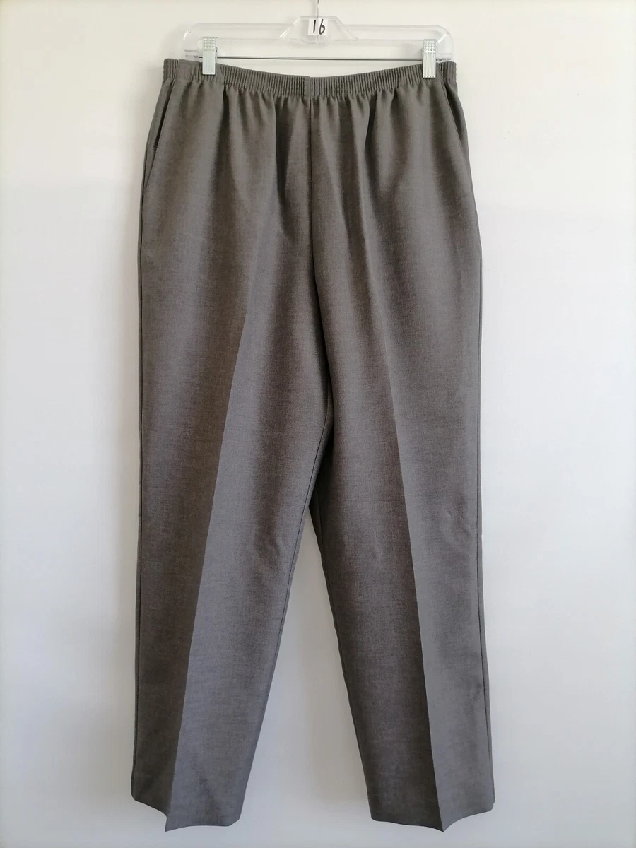 Alfred Dunner Women s Elastic Waistband Dark Gray Dress Pants size 14