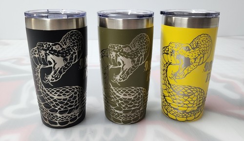 DON'T TREAD Rattlesnake 20 oz Tumbler Laser Engraved hot cold stainless cup - Picture 3 of 10