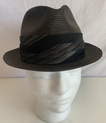 Dobbs Fifth Avenue Vintage Mens Straw Hat Fedora Size 7 Brown Gray